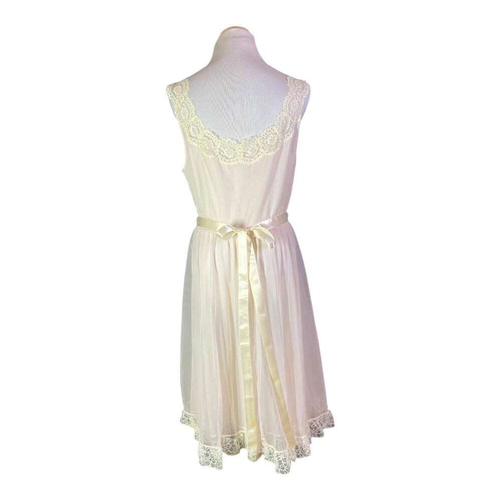 Vintage 1950s Vanity Fair Nightgown Layered Pale Pink Lace Sleeveless *Flaw - Picture 11 of 13